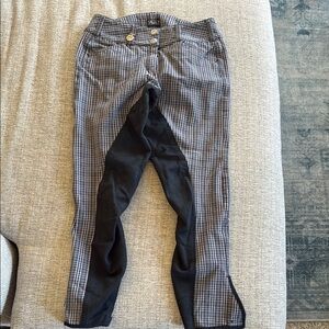 Pikeur Plaid Cropped Equestrian Riding Pants with Black Panels. US size 26